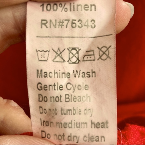 LAVINIA AL TEMPLE: Women’s L gorgeous red linen maxi dress w/lace-up back. - Picture 7 of 7